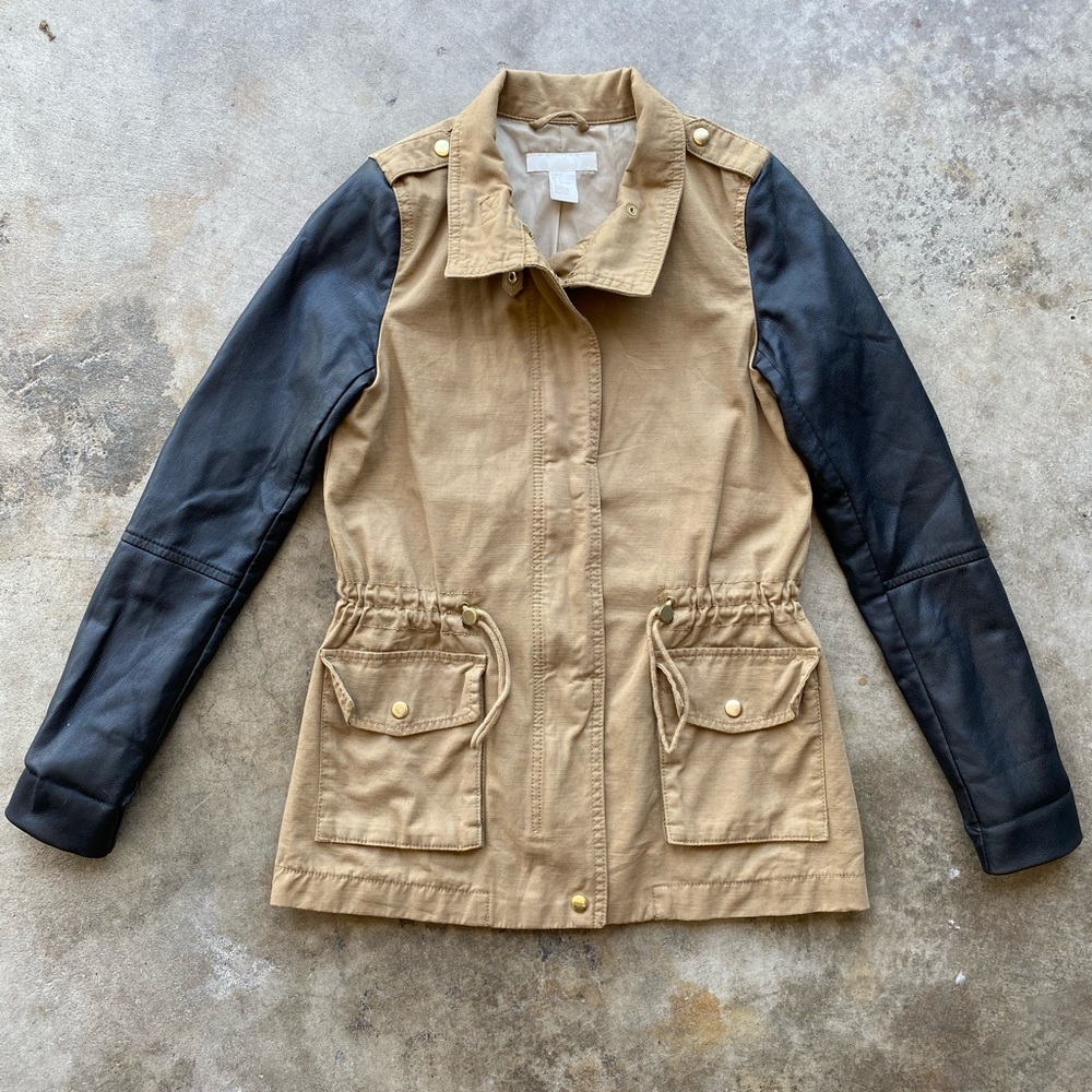 H&M Utility Jacket with Faux Leather Sleeves